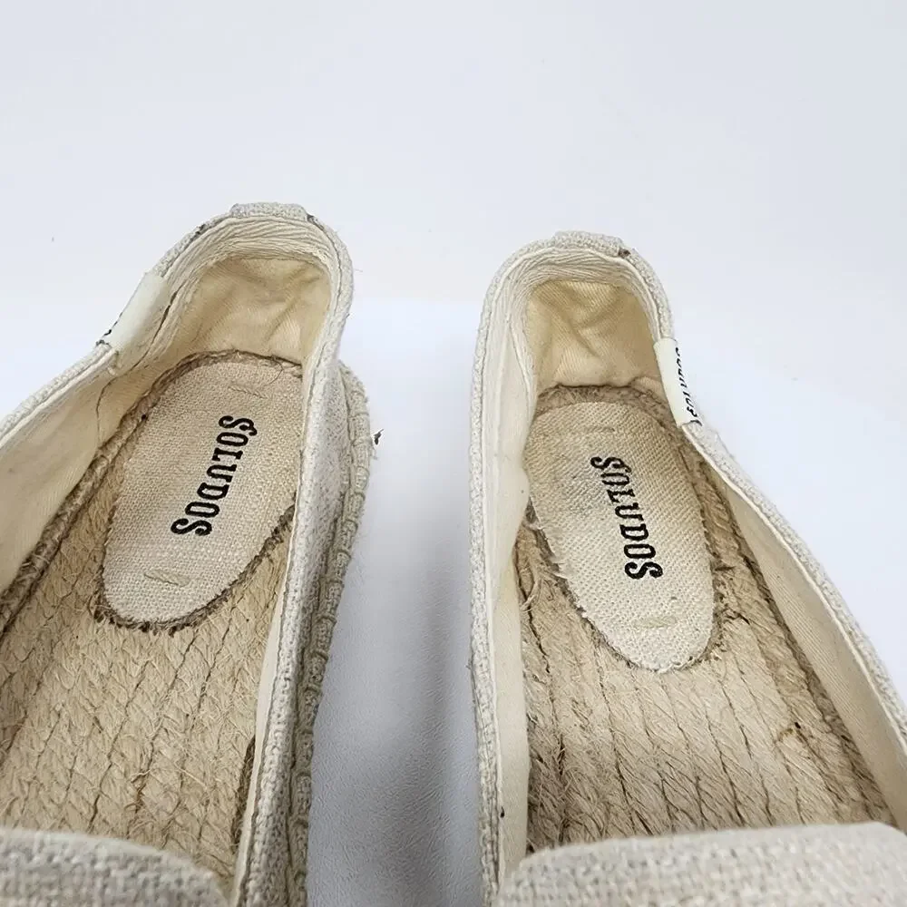 Soludos Rainbow Smoking Slipper Women 10 Cream Canvas Rainbow Espadrille